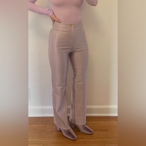 Velvet heeled ankle boots in lilac - Picture 6 of 8